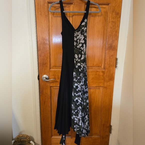 DELFI Collective "Camille" Floral Black Green Pleated Midi Sleeveless Dress S - Picture 4 of 4